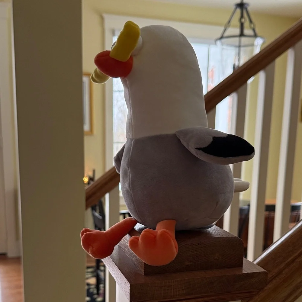 Plush Seagull Bird Toy - Gray and Orange